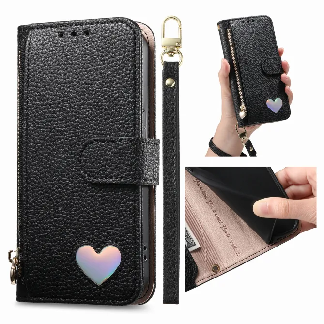Housse Xiaomi 17T Pro Wallet Cœur Zippé