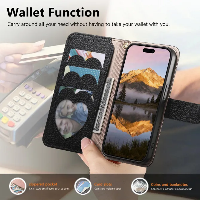 Housse Xiaomi 17T Pro Wallet Cœur Zippé