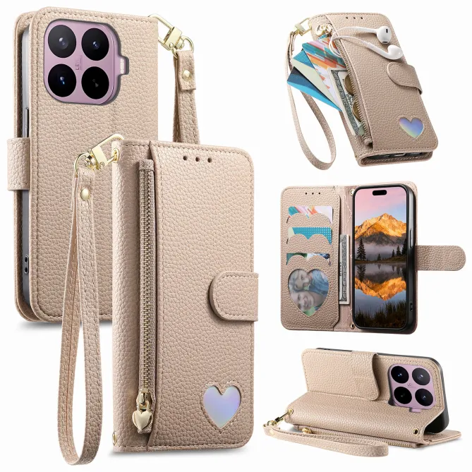 Housse Xiaomi 17T Pro Wallet Cœur Zippé
