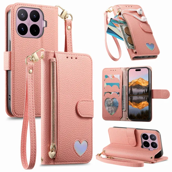 Housse Xiaomi 17T Pro Wallet Cœur Zippé