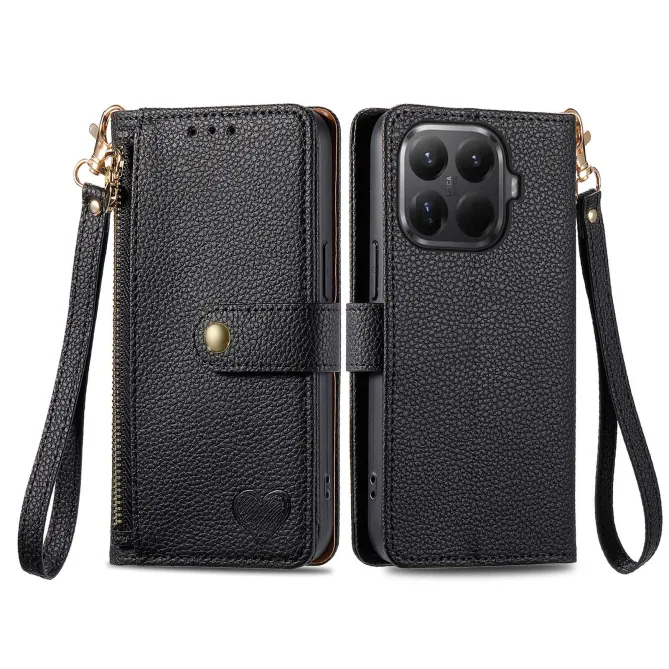 Housse Xiaomi 17T Pro Cœur Gravé Zippé Anti-RFID