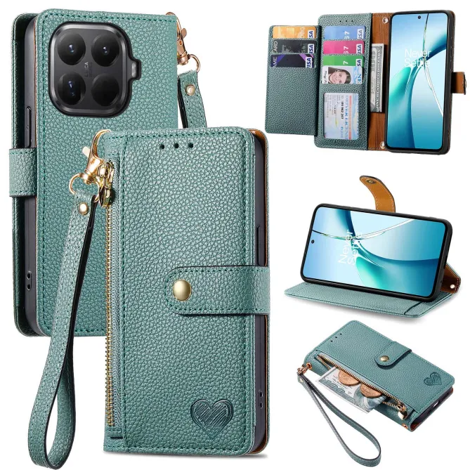 Housse Xiaomi 17T Pro Cœur Gravé Zippé Anti-RFID