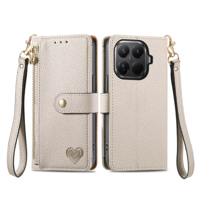 Housse Xiaomi 17T Pro Cœur Gravé Zippé Anti-RFID