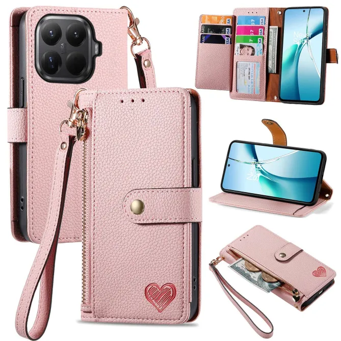 Housse Xiaomi 17T Pro Cœur Gravé Zippé Anti-RFID