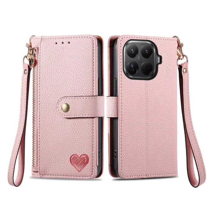 Housse Xiaomi 17T Pro Cœur Gravé Zippé Anti-RFID