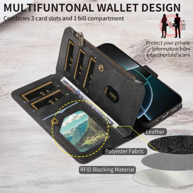 Housse Xiaomi 17T Pro Mandala Zippée 9 Cartes