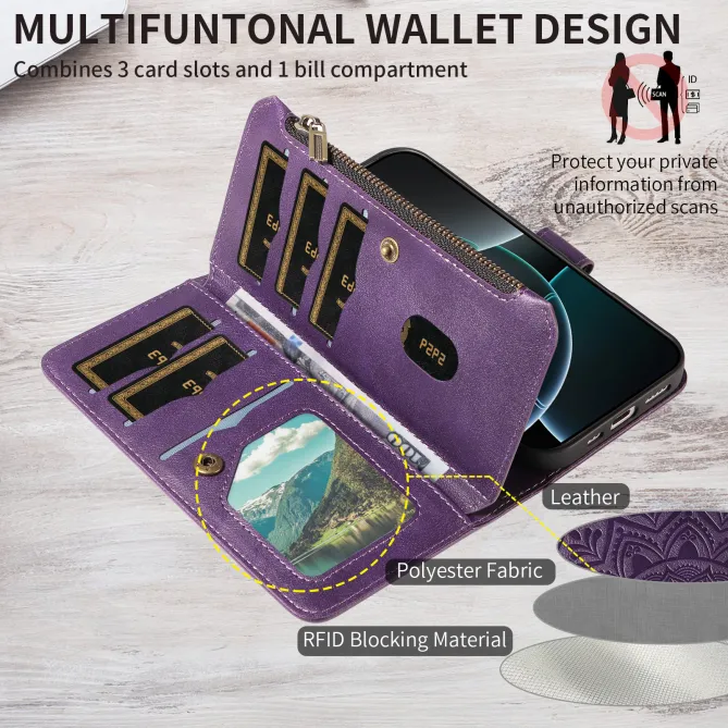 Housse Xiaomi 17T Pro Mandala Zippée 9 Cartes