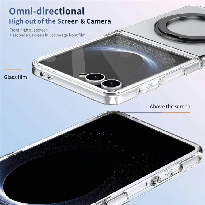 Coque Samsung Galaxy Z Flip 8 Transparente Magnétique Support Métal
