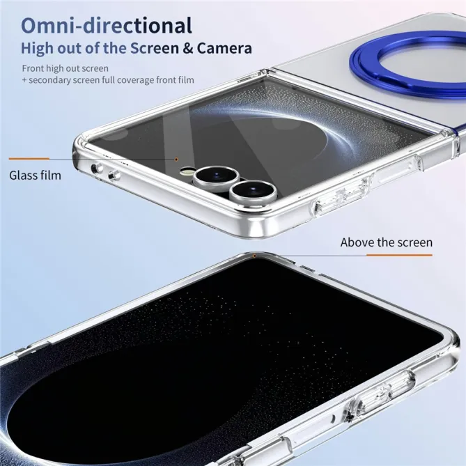 Coque Samsung Galaxy Z Flip 8 Transparente Magnétique Support Métal