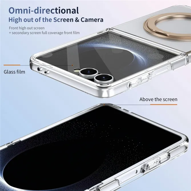 Coque Samsung Galaxy Z Flip 8 Transparente Magnétique Support Métal
