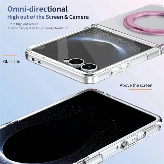 Coque Samsung Galaxy Z Flip 8 Transparente Magnétique Support Métal