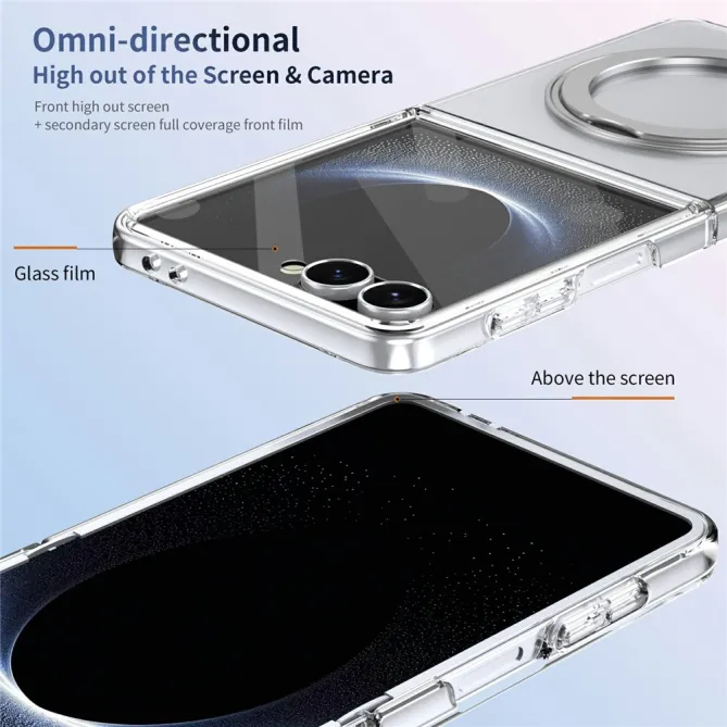 Coque Samsung Galaxy Z Flip 8 Transparente Magnétique Support Métal