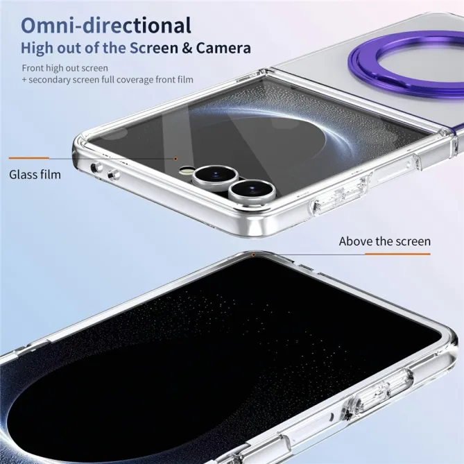 Coque Samsung Galaxy Z Flip 8 Transparente Magnétique Support Métal