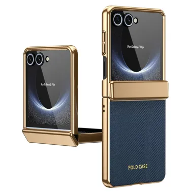 Coque Samsung Galaxy Z Flip 8 Chromée Cuir Losange Verre Trempé