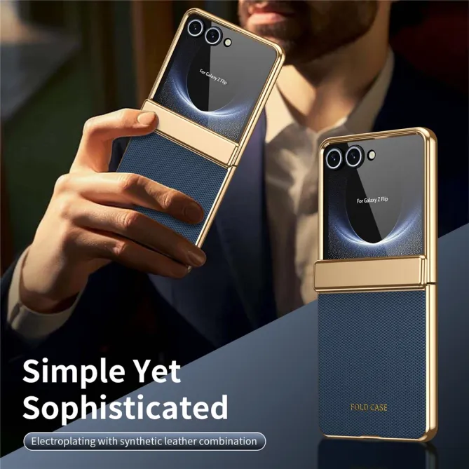 Coque Samsung Galaxy Z Flip 8 Chromée Cuir Losange Verre Trempé