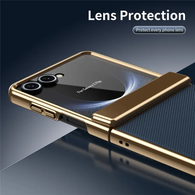 Coque Samsung Galaxy Z Flip 8 Chromée Cuir Losange Verre Trempé