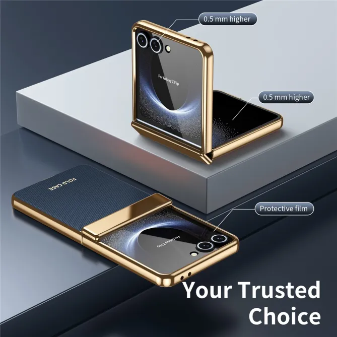 Coque Samsung Galaxy Z Flip 8 Chromée Cuir Losange Verre Trempé
