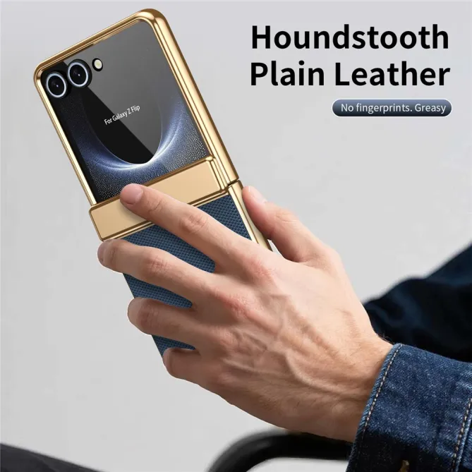 Coque Samsung Galaxy Z Flip 8 Chromée Cuir Losange Verre Trempé