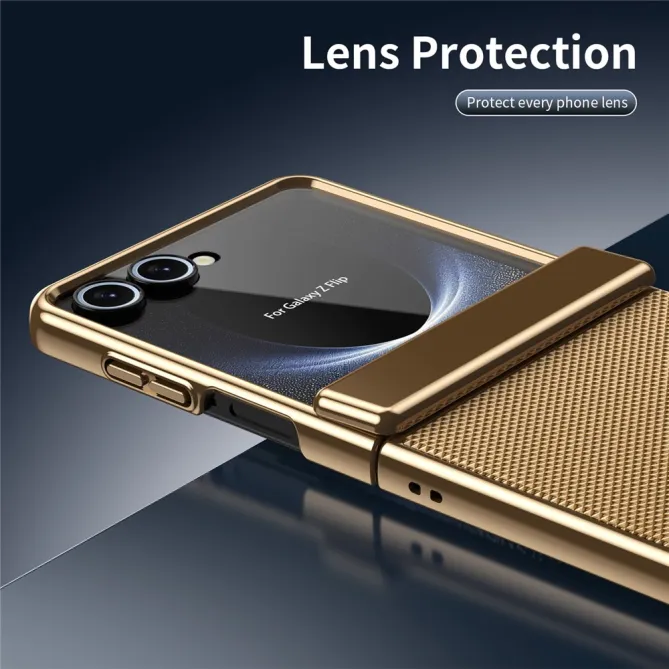 Coque Samsung Galaxy Z Flip 8 Chromée Cuir Losange Verre Trempé