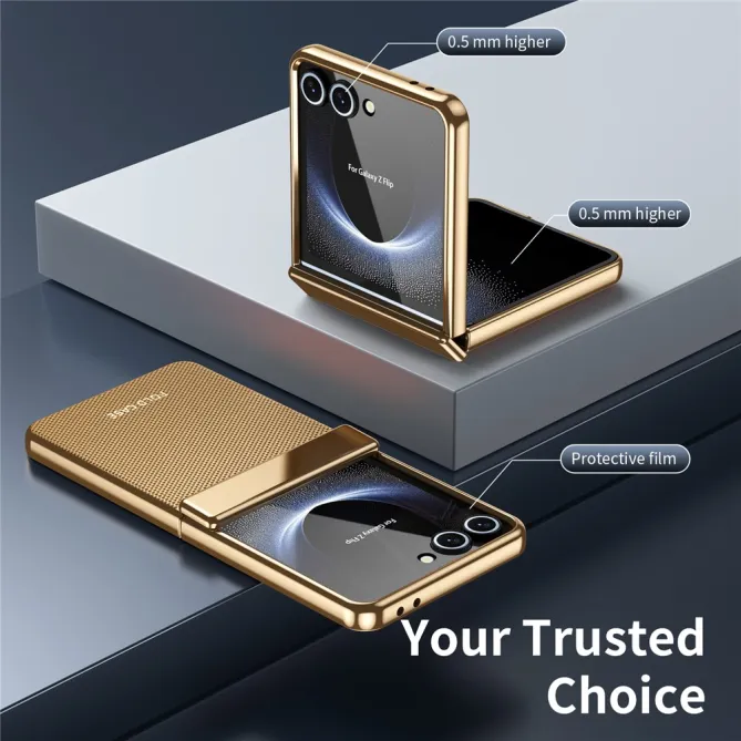 Coque Samsung Galaxy Z Flip 8 Chromée Cuir Losange Verre Trempé
