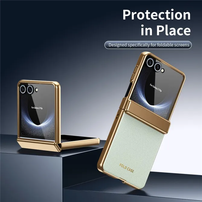 Coque Samsung Galaxy Z Flip 8 Chromée Cuir Losange Verre Trempé