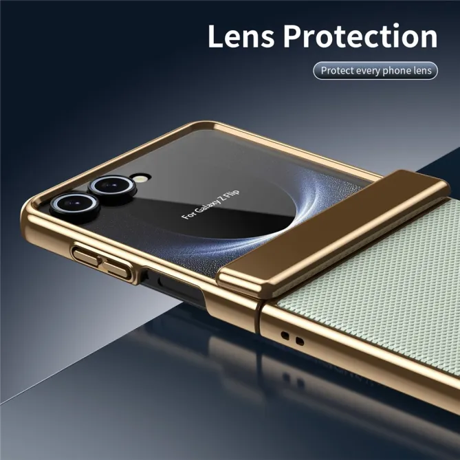 Coque Samsung Galaxy Z Flip 8 Chromée Cuir Losange Verre Trempé