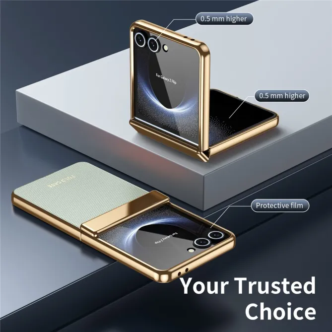 Coque Samsung Galaxy Z Flip 8 Chromée Cuir Losange Verre Trempé