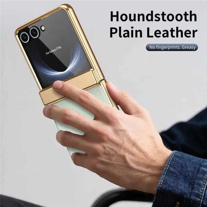 Coque Samsung Galaxy Z Flip 8 Chromée Cuir Losange Verre Trempé
