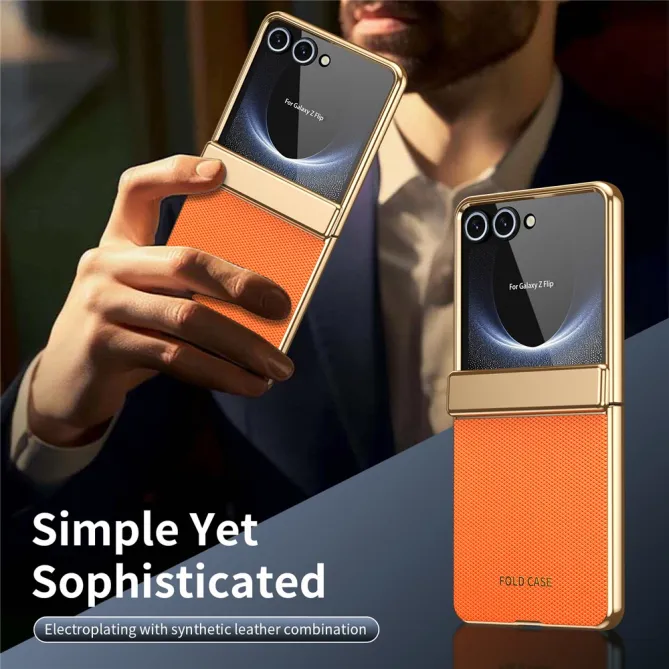 Coque Samsung Galaxy Z Flip 8 Chromée Cuir Losange Verre Trempé