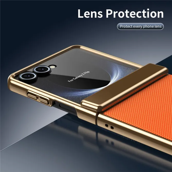 Coque Samsung Galaxy Z Flip 8 Chromée Cuir Losange Verre Trempé