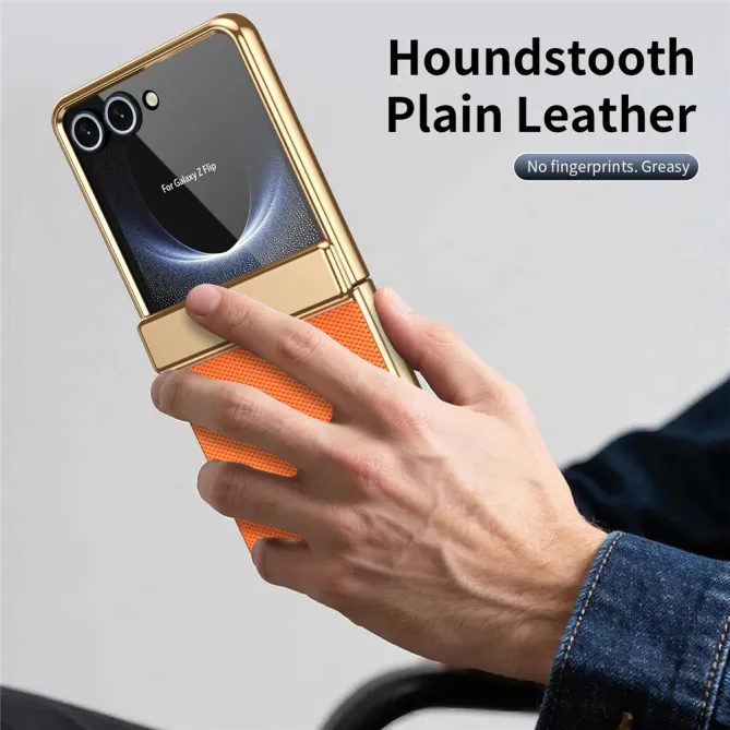 Coque Samsung Galaxy Z Flip 8 Chromée Cuir Losange Verre Trempé