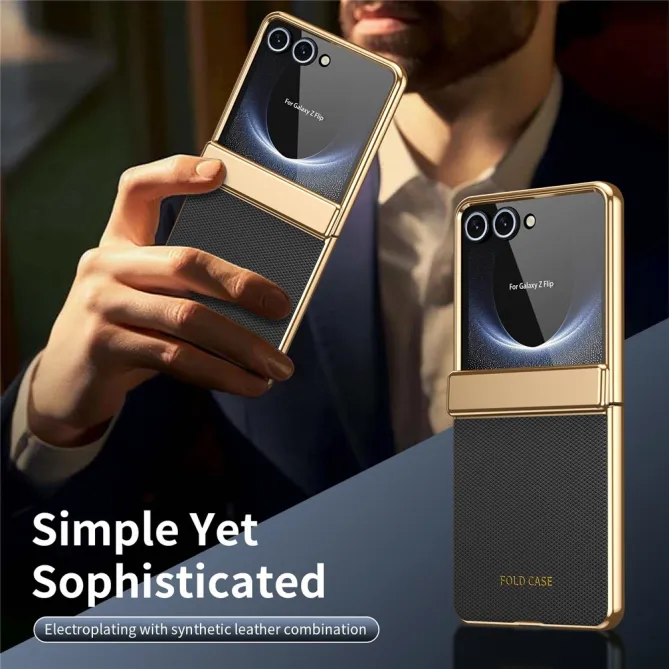 Coque Samsung Galaxy Z Flip 8 Chromée Cuir Losange Verre Trempé