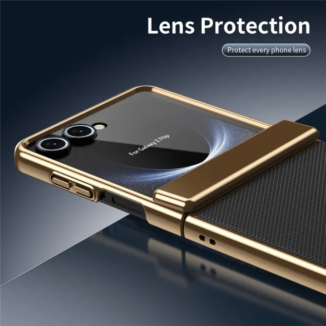 Coque Samsung Galaxy Z Flip 8 Chromée Cuir Losange Verre Trempé