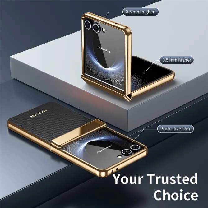 Coque Samsung Galaxy Z Flip 8 Chromée Cuir Losange Verre Trempé