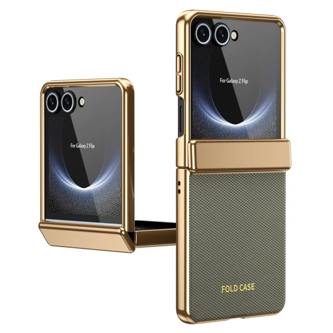 Coque Samsung Galaxy Z Flip 8 Chromée Cuir Losange Verre Trempé
