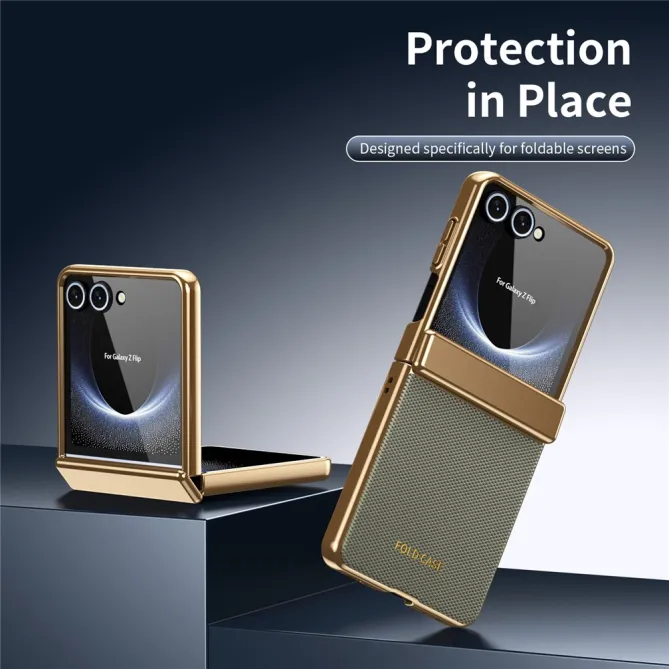 Coque Samsung Galaxy Z Flip 8 Chromée Cuir Losange Verre Trempé