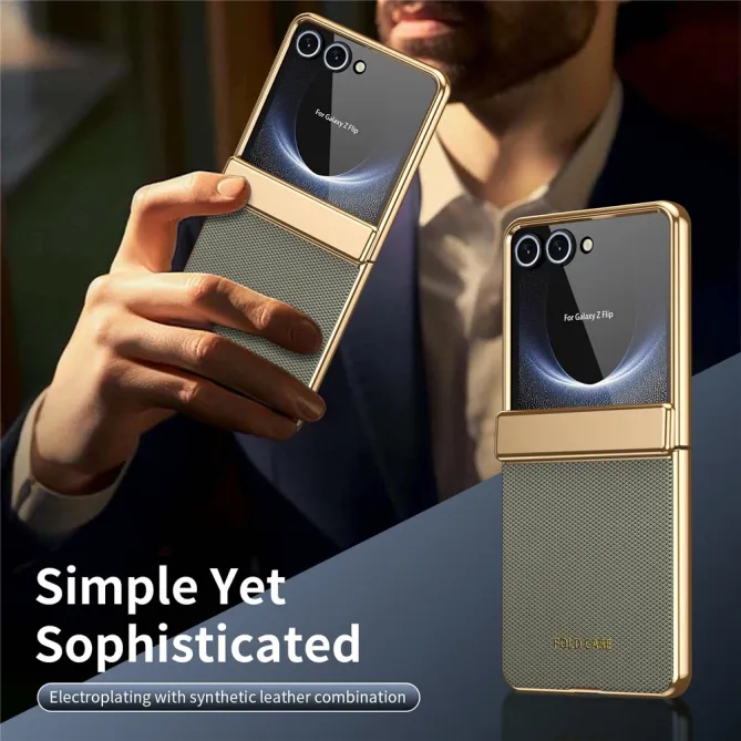 Coque Samsung Galaxy Z Flip 8 Chromée Cuir Losange Verre Trempé