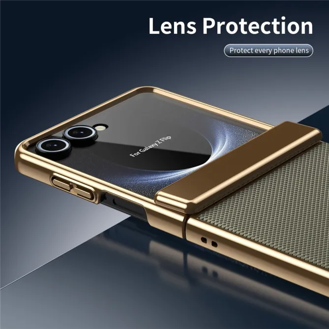 Coque Samsung Galaxy Z Flip 8 Chromée Cuir Losange Verre Trempé