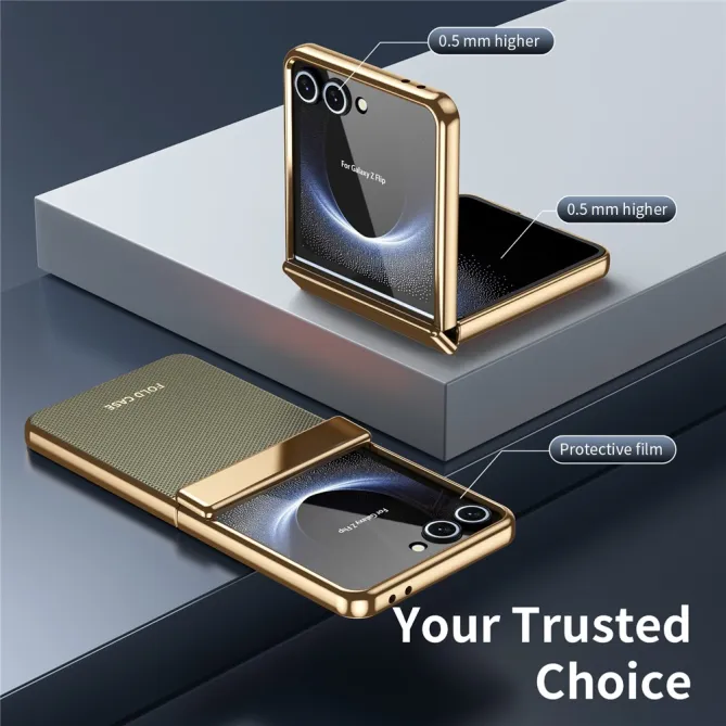Coque Samsung Galaxy Z Flip 8 Chromée Cuir Losange Verre Trempé