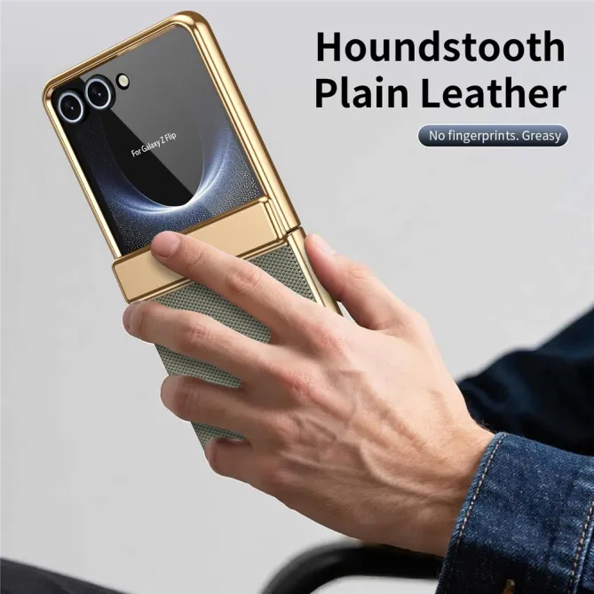 Coque Samsung Galaxy Z Flip 8 Chromée Cuir Losange Verre Trempé