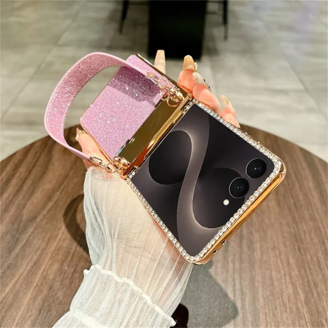 Coque Samsung Galaxy Z Flip 8 Paillettes Strass Lanière