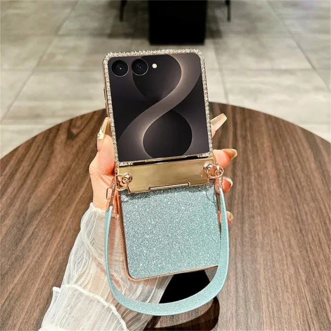 Coque Samsung Galaxy Z Flip 8 Paillettes Strass Lanière