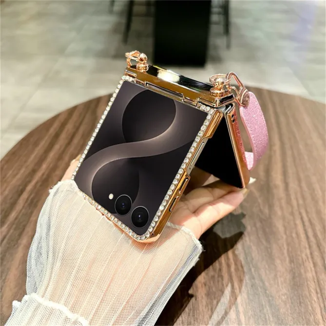 Coque Samsung Galaxy Z Flip 8 Paillettes Strass Lanière