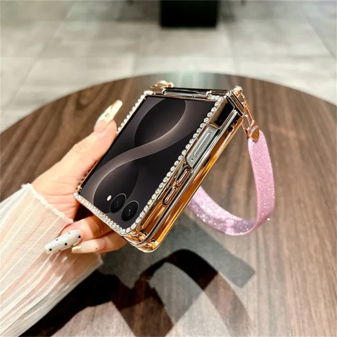 Coque Samsung Galaxy Z Flip 8 Paillettes Strass Lanière