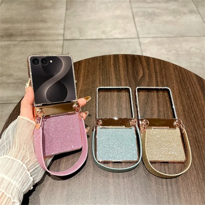 Coque Samsung Galaxy Z Flip 8 Paillettes Strass Lanière