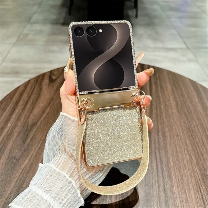Coque Samsung Galaxy Z Flip 8 Paillettes Strass Lanière