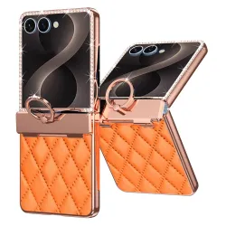 Coque Samsung Galaxy Z Flip 8 Bijou simili cuir matelassé avec anneau