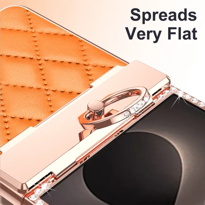 Coque Samsung Galaxy Z Flip 8 Bijou simili cuir matelassé avec anneau