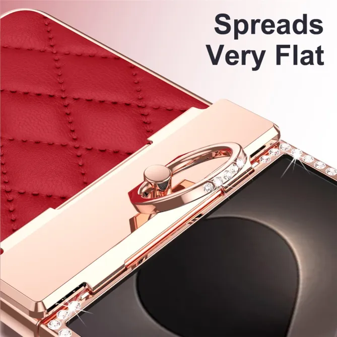 Coque Samsung Galaxy Z Flip 8 Bijou simili cuir matelassé avec anneau