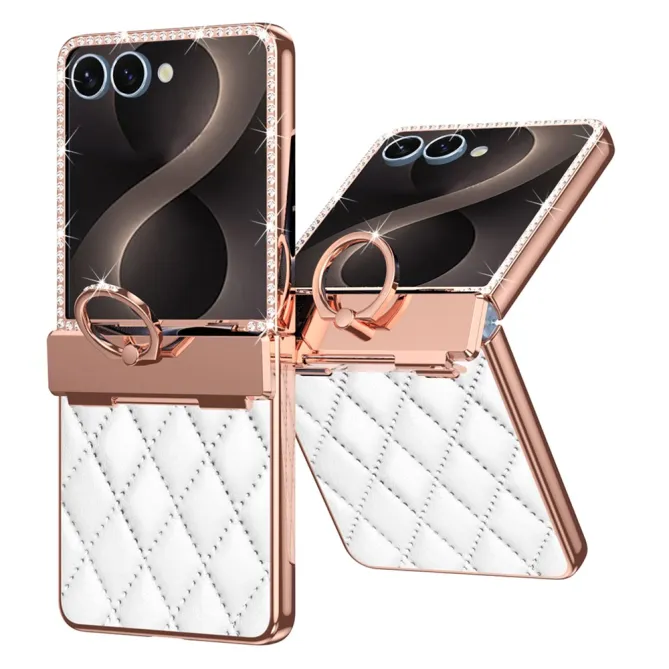 Coque Samsung Galaxy Z Flip 8 Bijou simili cuir matelassé avec anneau